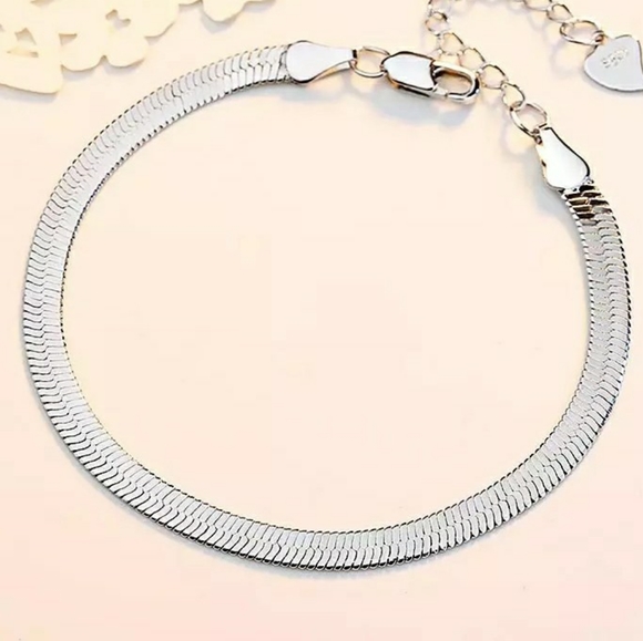 Boutique Other - NEW S925 Flat Double Layer Snake Chain Bracelet